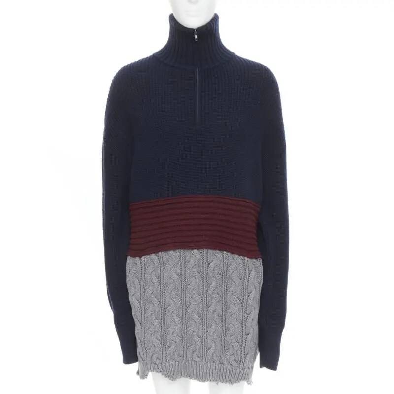 Balenciaga Cable Knit Sweater Navy Wool Never worn, with tag - Front View