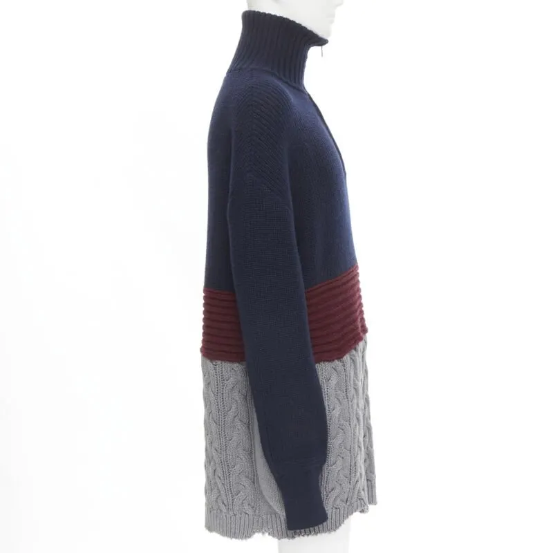 Balenciaga Cable Knit Sweater Navy Wool Never worn, with tag - Model View