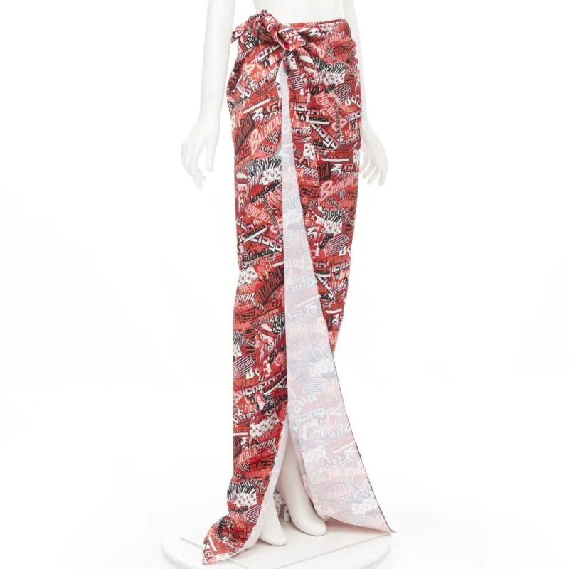 Balenciaga Logo Print Skirt Red Viscose Never worn, with tag - Inside View