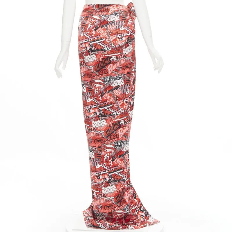 Balenciaga Logo Print Skirt Red Viscose Never worn, with tag - Box View