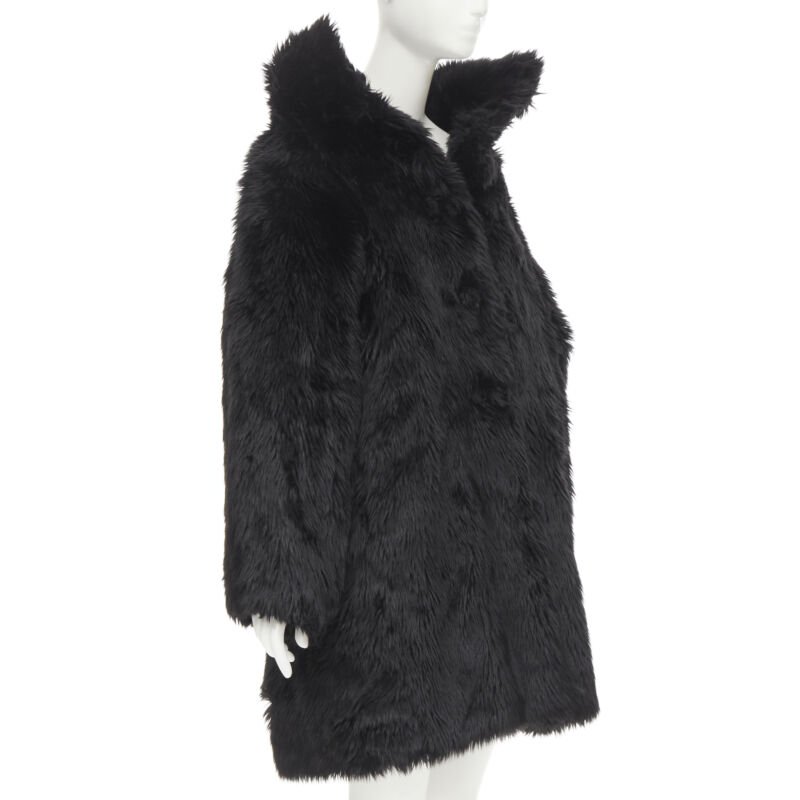 Balenciaga Black Fur Swing Coat - Image 6