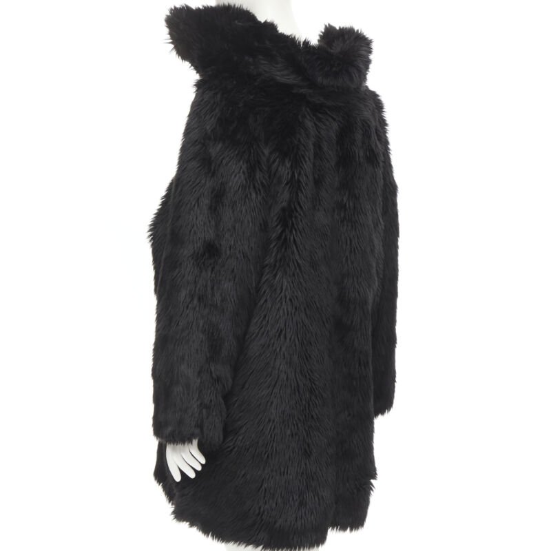 Balenciaga Black Fur Swing Coat - Detail 1