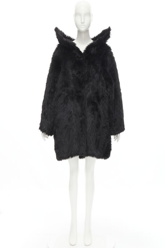 Balenciaga Black Fur Swing Coat - Image 11