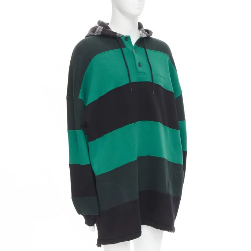 Balenciaga Striped Hoodie Green Cotton Never worn, with tag - Model View