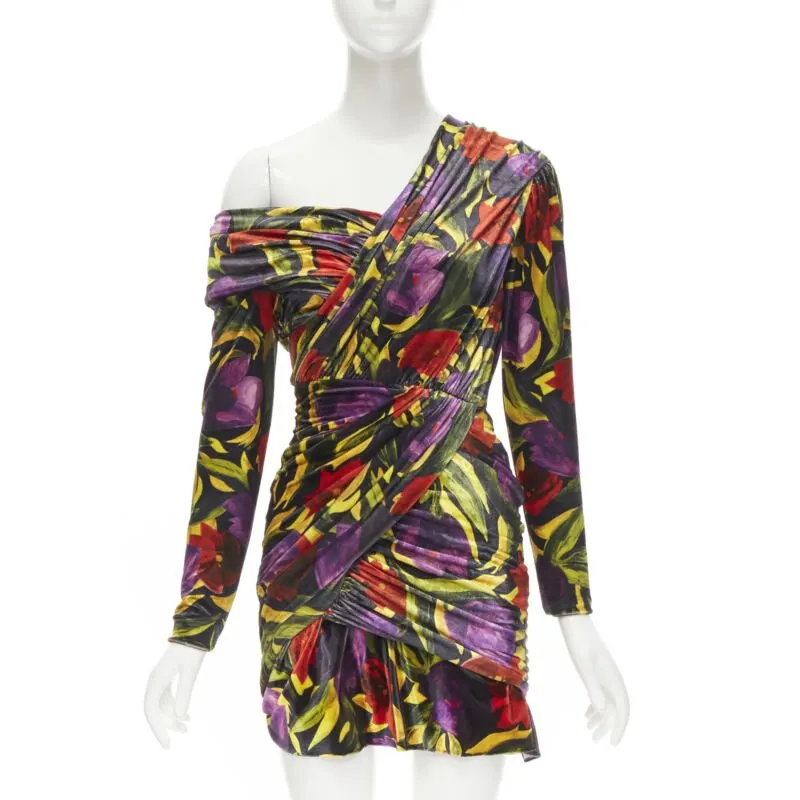 Balenciaga Floral Velvet Dress MultiColor Velvet Never worn, with tag - Front View