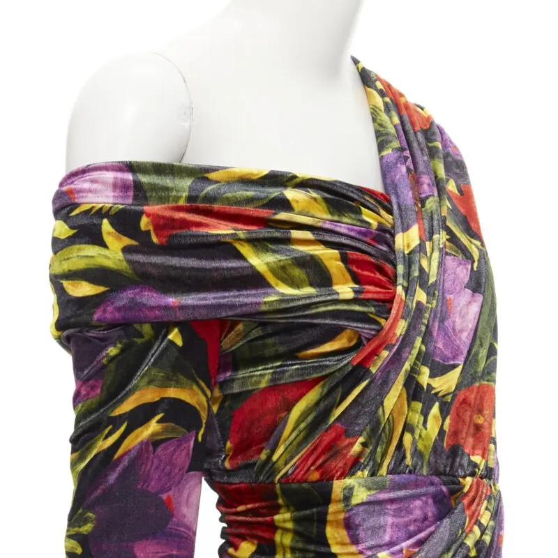 Balenciaga Floral Velvet Dress MultiColor Velvet Never worn, with tag - Back View