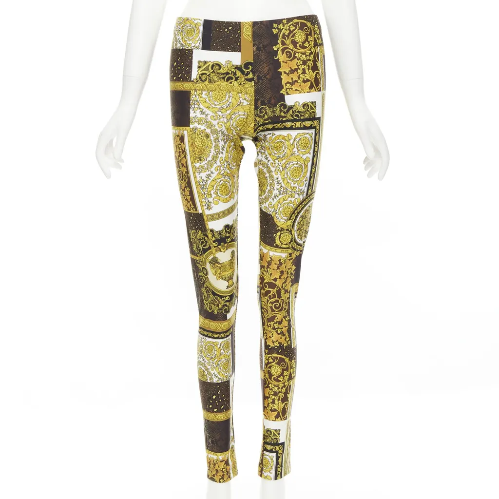 Versace Baroque Leggings Gold Polyamide Never worn, with tag - Front View