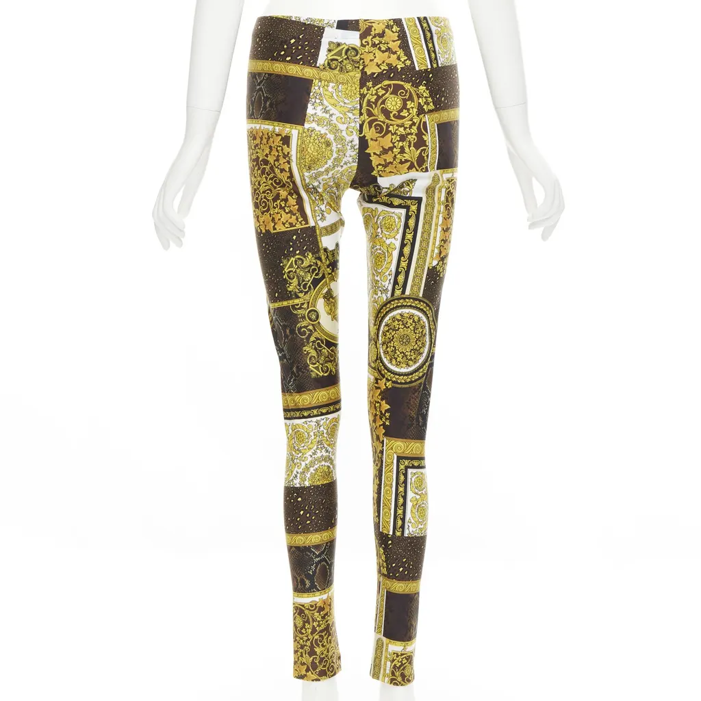 Versace Baroque Leggings Gold Polyamide Never worn, with tag - Box View
