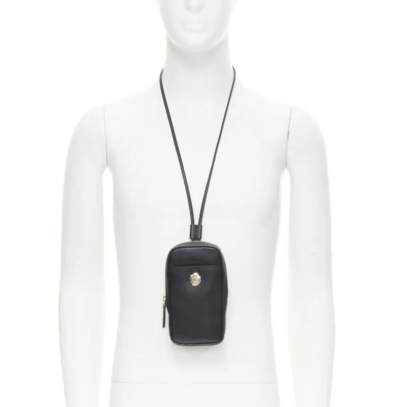Versace FF Vertical Crossbody Bag Black Leather Never worn, with tag - Front View