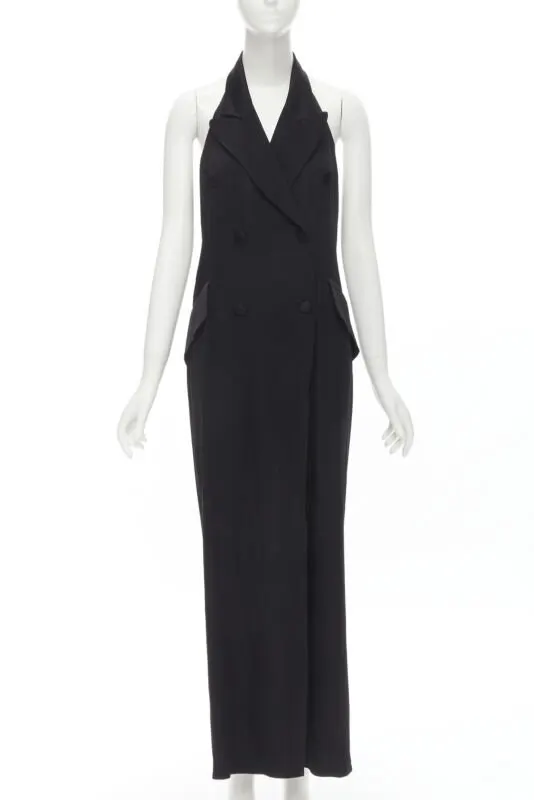 Moschino Halter Slit Jumpsuit Black Polyester Never worn - Front View
