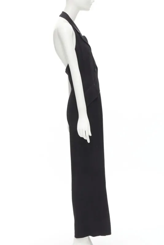 Moschino Halter Slit Jumpsuit Black Polyester Never worn - Model View