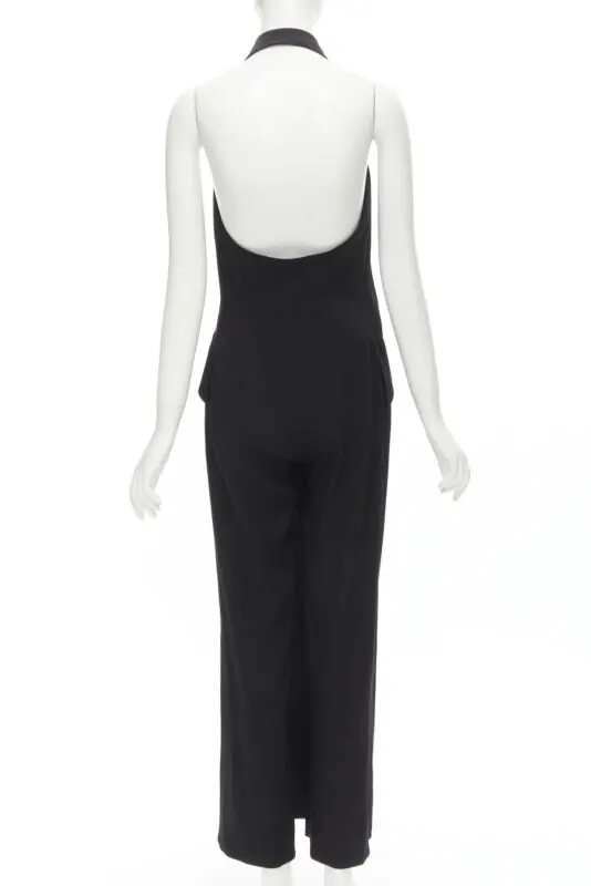 Moschino Halter Slit Jumpsuit Black Polyester Never worn - Box View