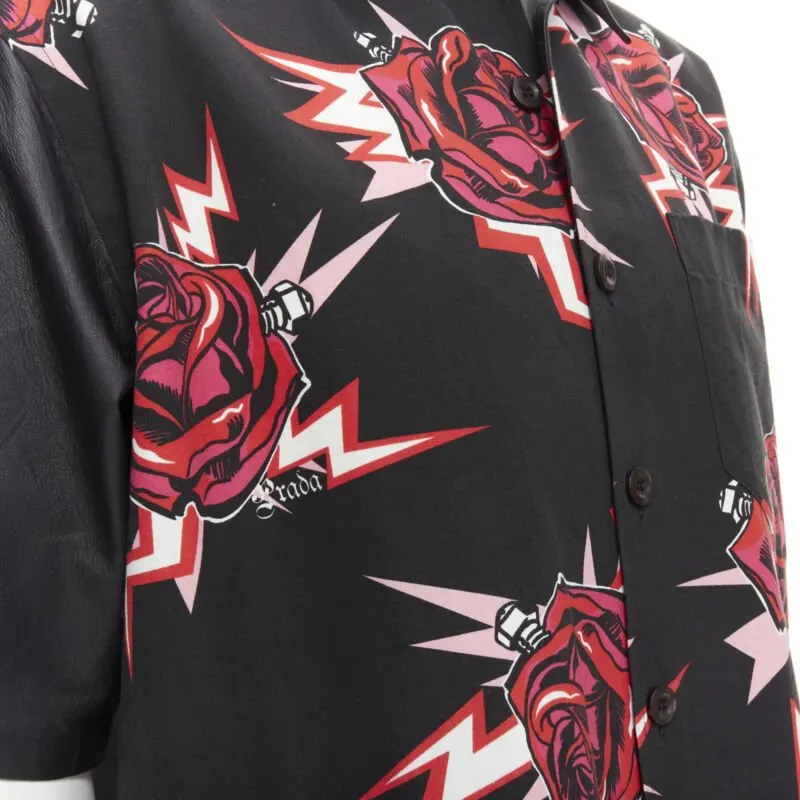 Prada Rose Bolt Shirt Black Cotton Very good - Back View