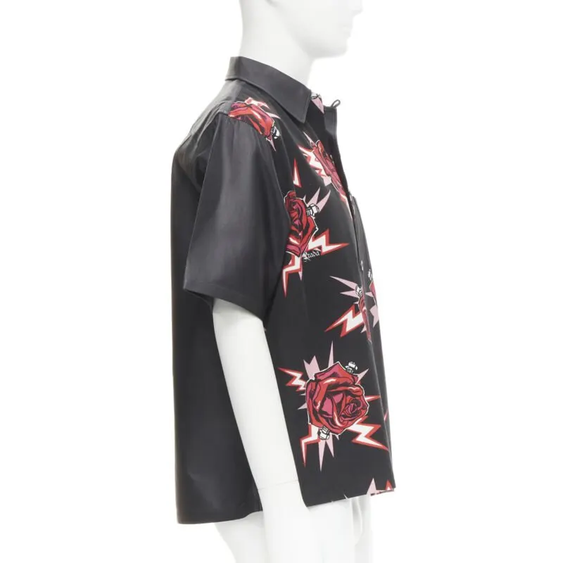 Prada Rose Bolt Shirt Black Cotton Very good - Model View