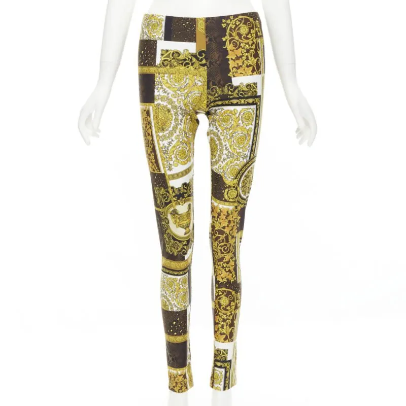 Versace Baroque Leggings Gold Polyamide Never worn, with tag - Front View