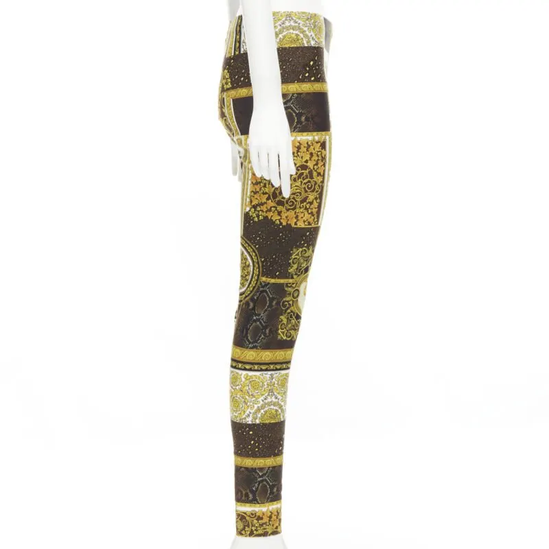 Versace Baroque Leggings Gold Polyamide Never worn, with tag - Model View