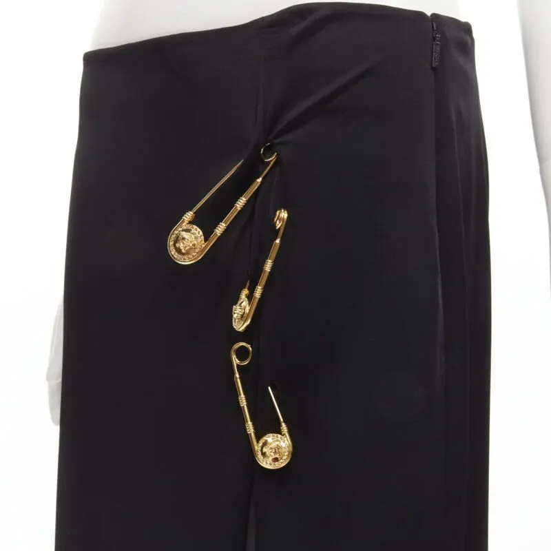 Versace High Slit Skirt Black Viscose Never worn, with tag - Back View