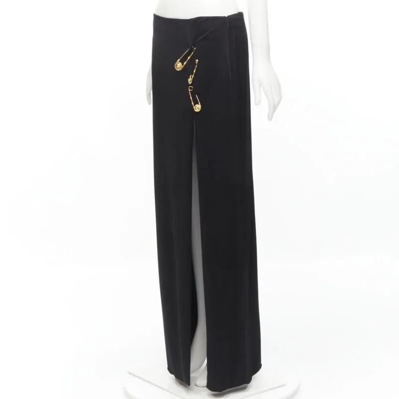 Versace High Slit Skirt Black Viscose Never worn, with tag - Inside View
