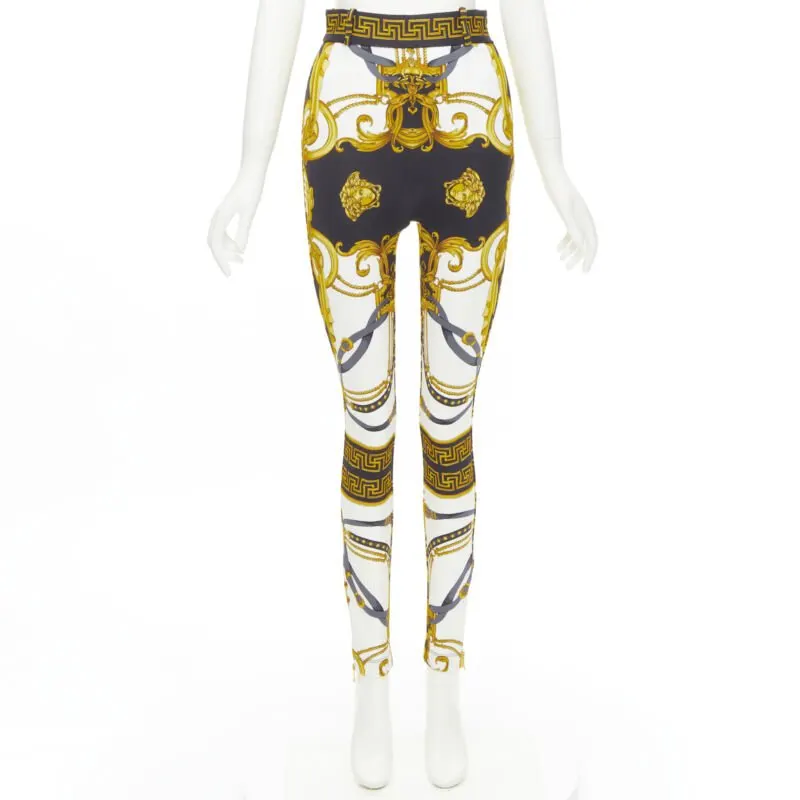 Versace Harness Leggings Gold Viscose Never worn, with tag - Front View