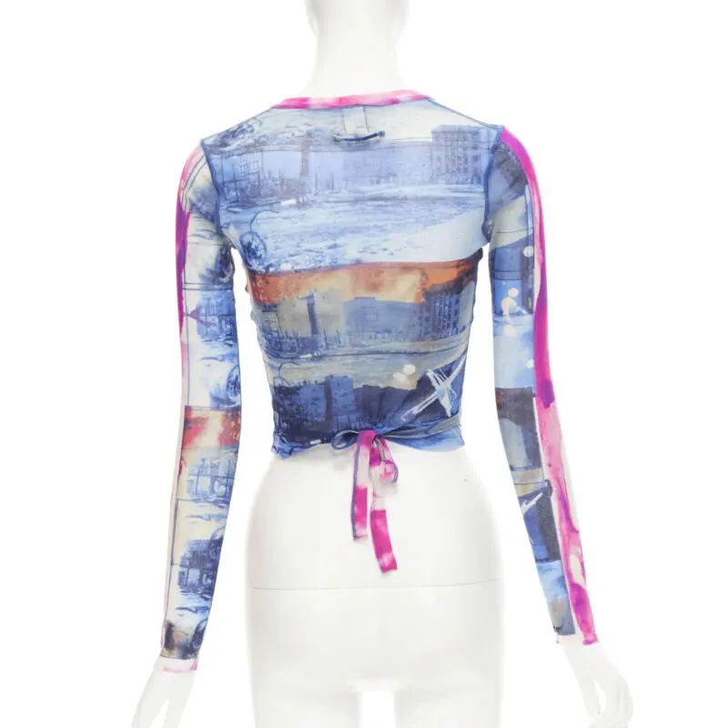 Jean Paul Gaultier Cityscape Wrap Top Blue Polyamide Never worn - Box View