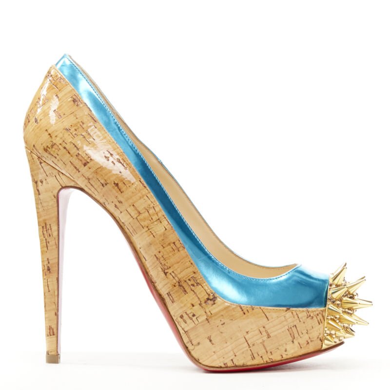 Christian Louboutin Cork Spike Platforms - Back view