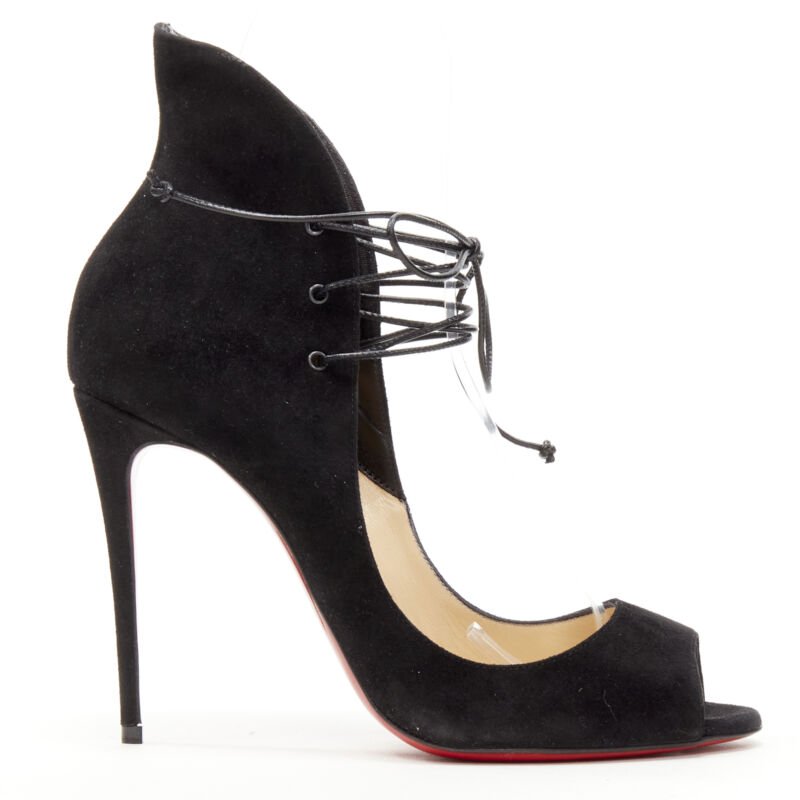 Christian Louboutin Laced Peep Heels - Back view
