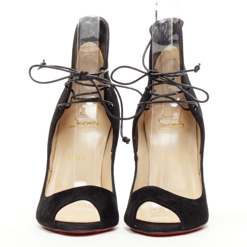 Christian Louboutin Laced Peep Heels - Image 6