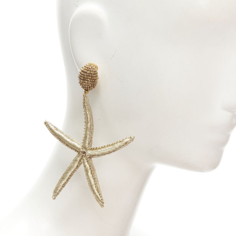 Oscar De La Renta Black Starfish Earrings - Back view