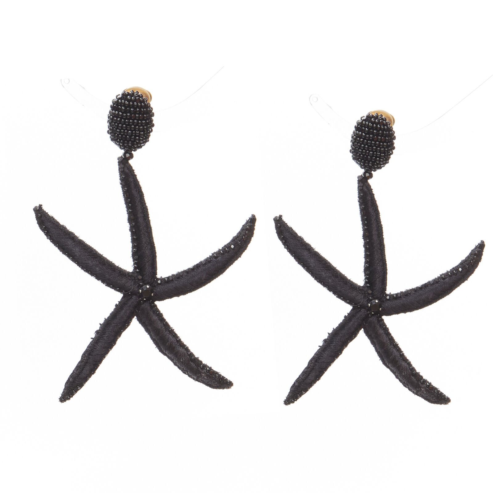 Oscar De La Renta Black Starfish Earrings
