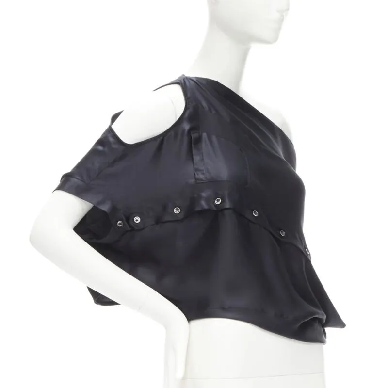 Maison Martin Margiela Sideways Off Top Black Silk Never worn - Front View