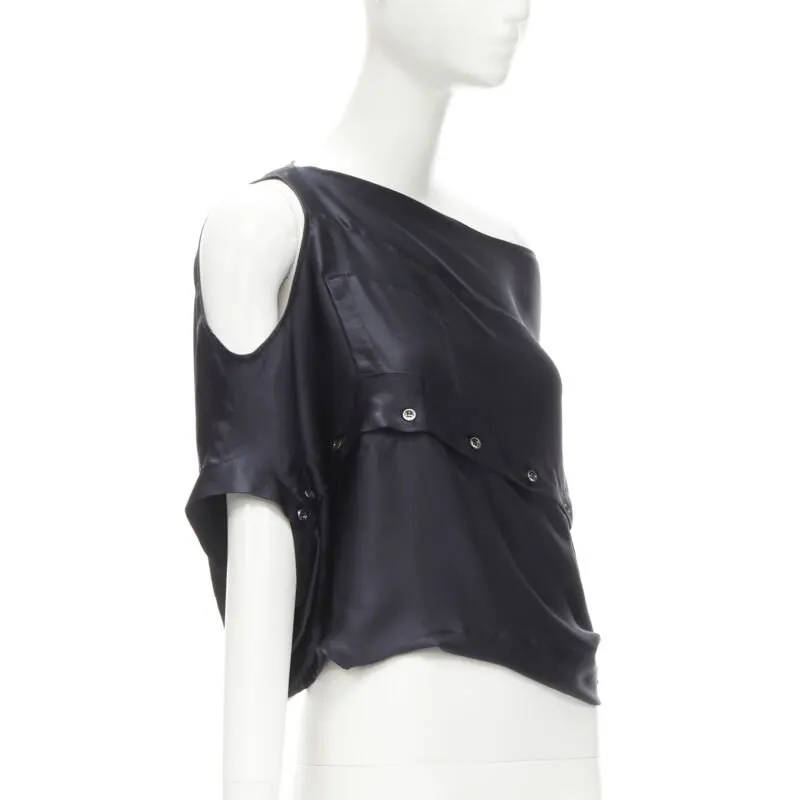 Maison Martin Margiela Sideways Off Top Black Silk Never worn - Model View