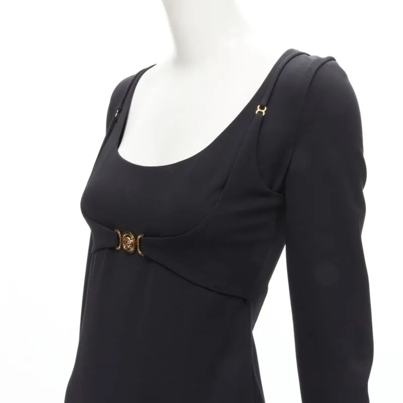 Versace Medusa Harness Dress Black Viscose Never worn, with tag - Back View
