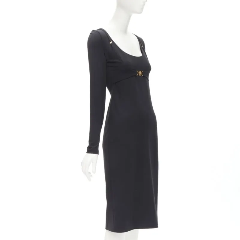 Versace Medusa Harness Dress Black Viscose Never worn, with tag - Inside View
