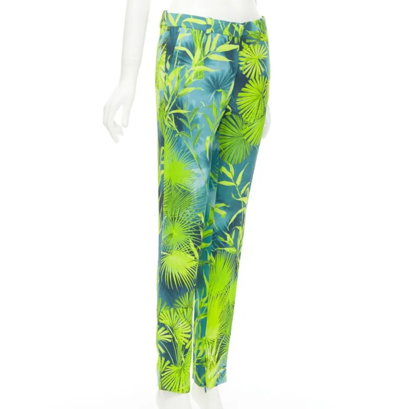 Versace Tropical Print Pants Green Viscose Never worn, with tag - Inside View