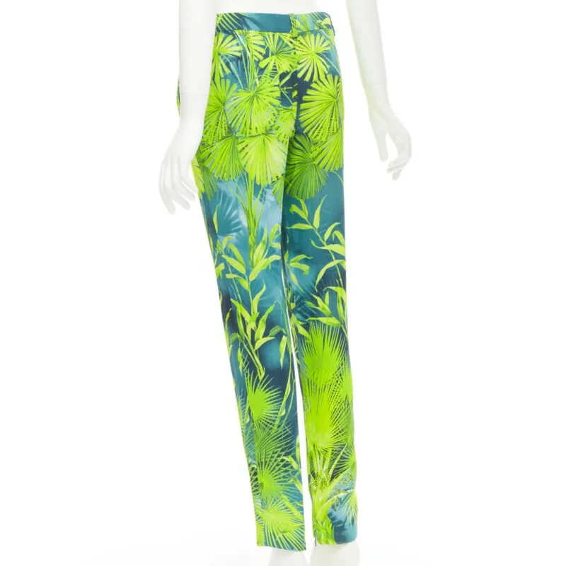 Versace Tropical Print Pants Green Viscose Never worn, with tag - Box View