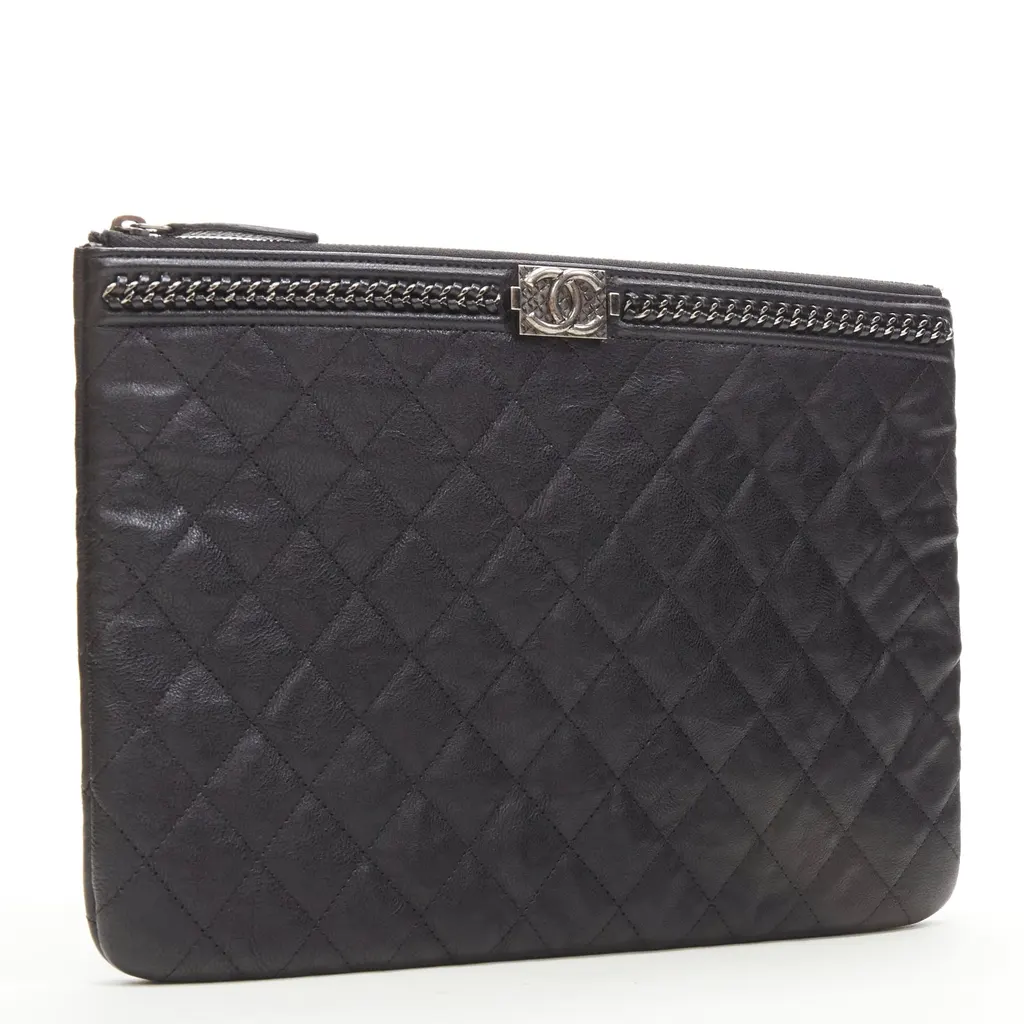 Chanel O Case Black Leather Never worn - Back View