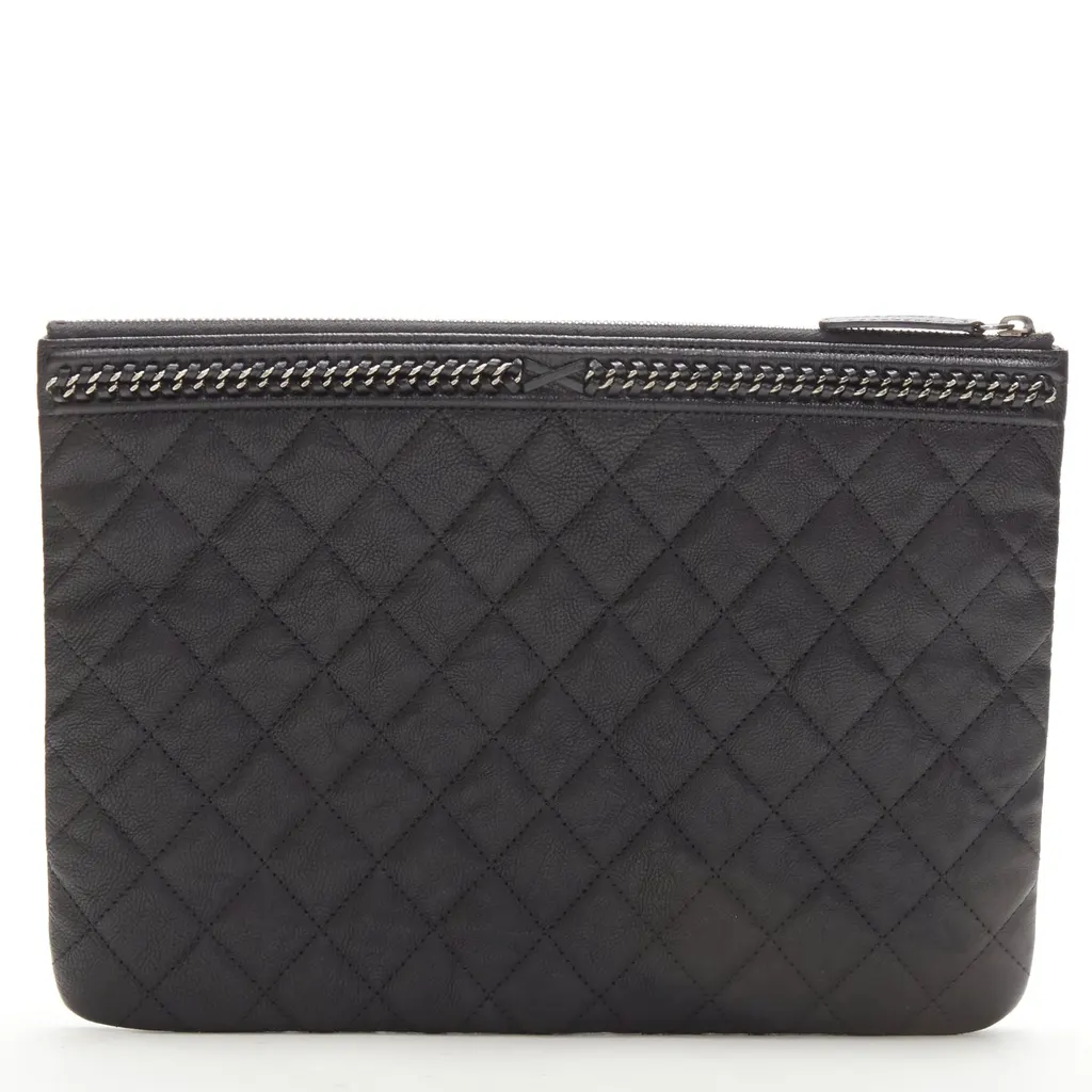Chanel O Case Black Leather Never worn - Inside View