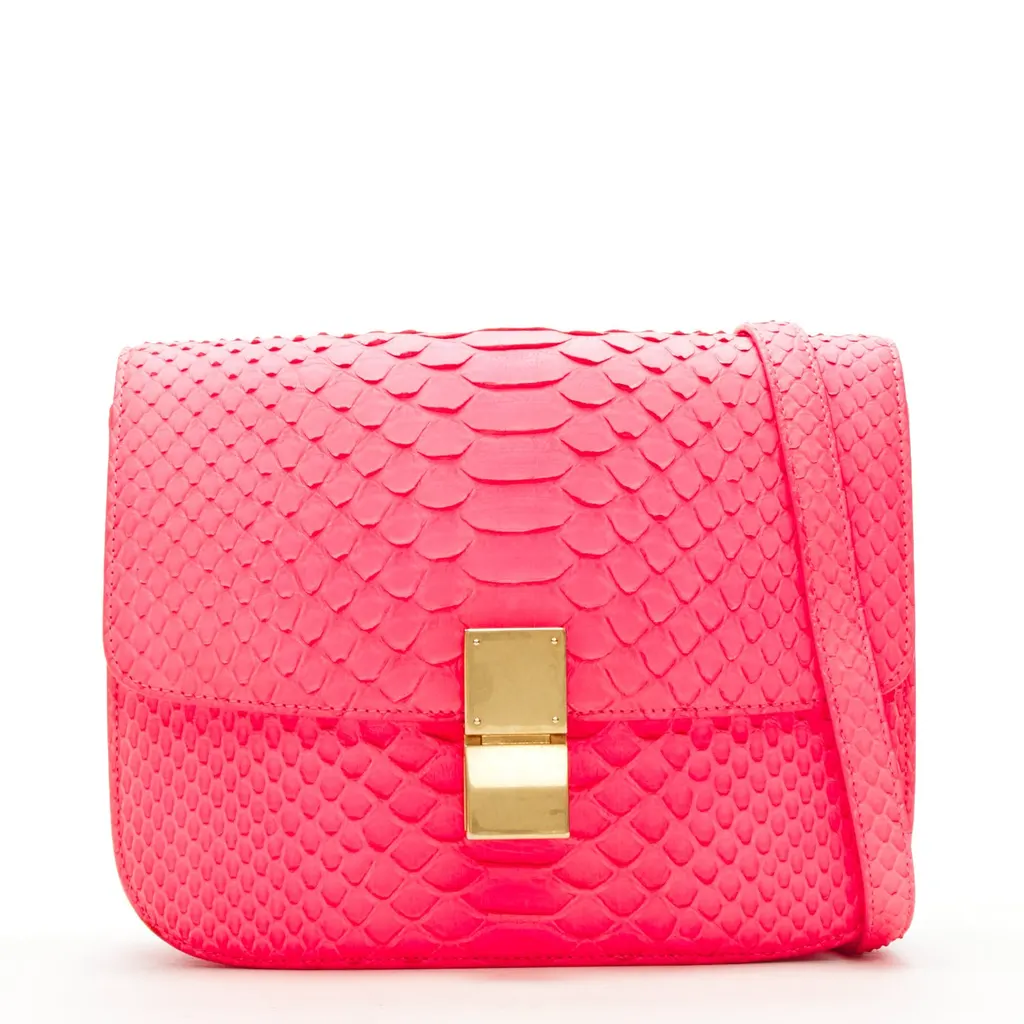 Celine Neon Classic Box Bag Pink Leather Very good - Front View