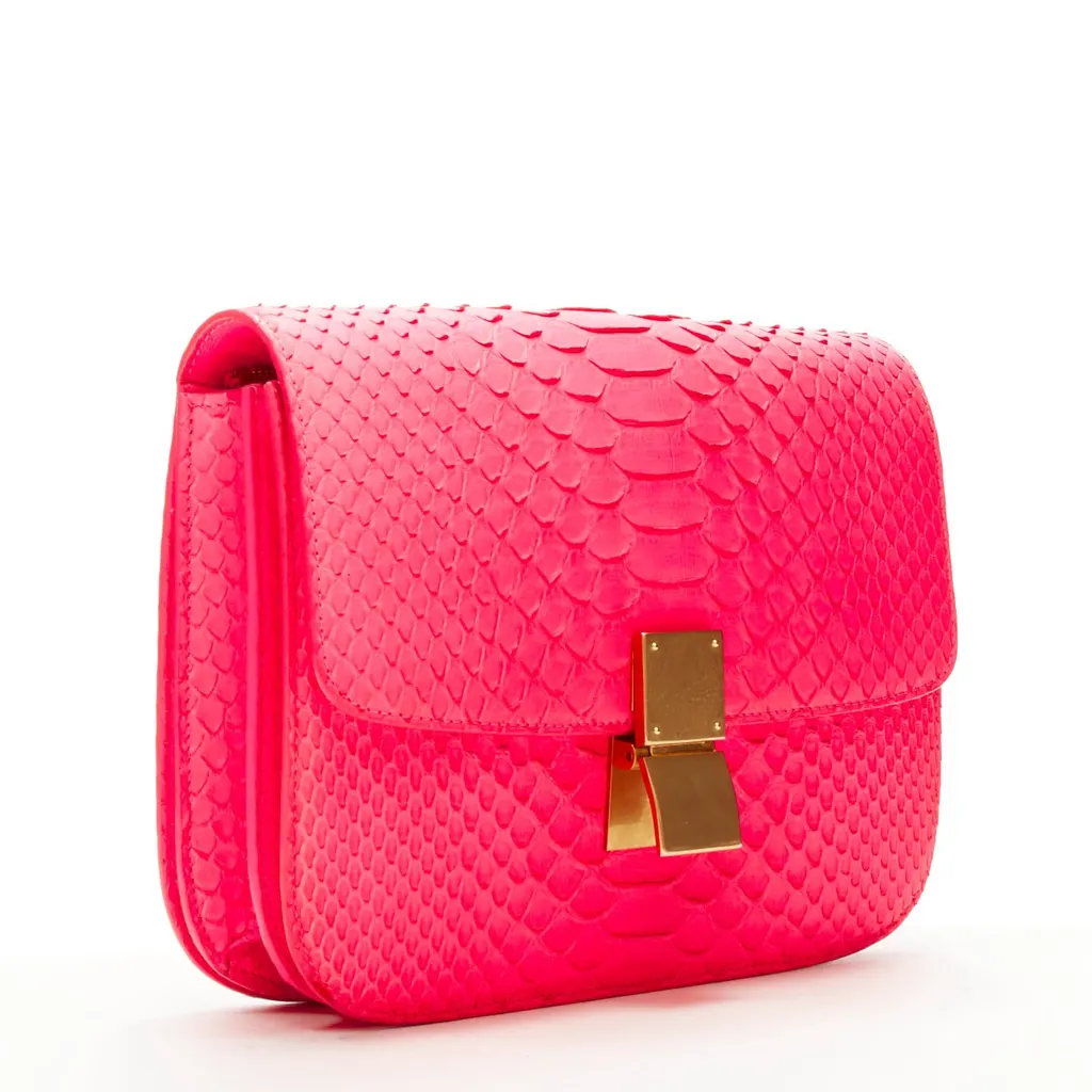 Celine Neon Classic Box Bag Pink Leather Very good - Back View