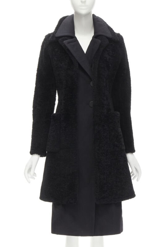 Celine Black Shearling Coat