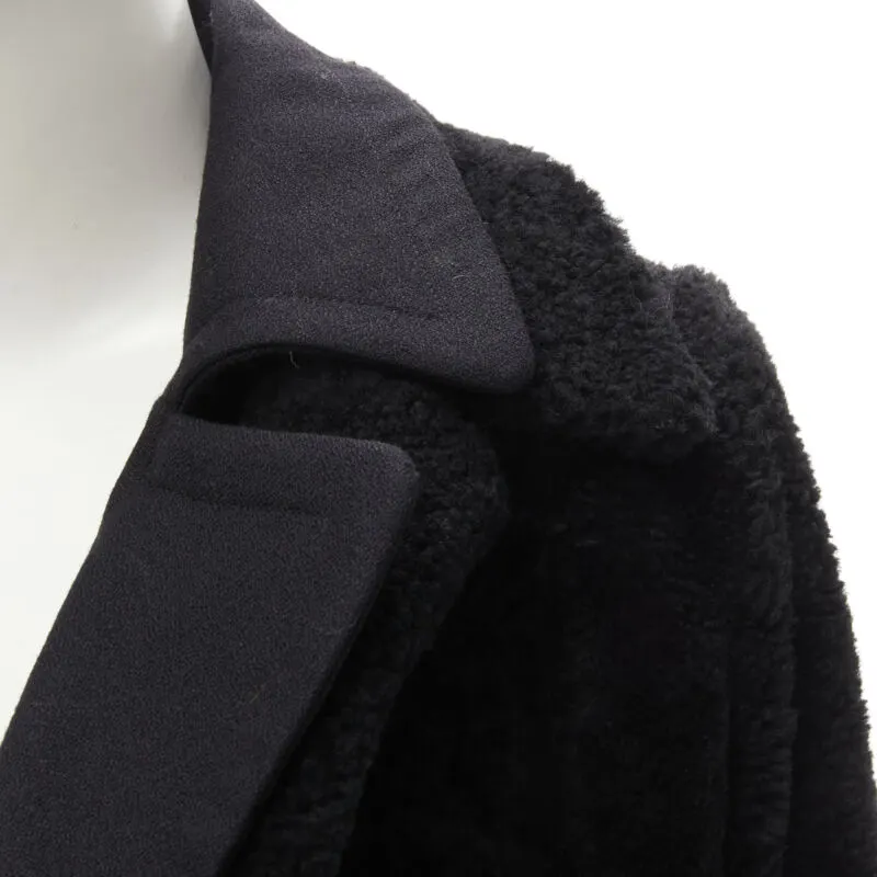 Celine Black Shearling Coat Black Fur Very good - Back View