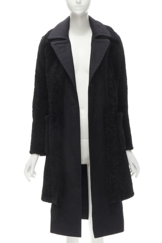 Celine Black Shearling Coat - Image 6