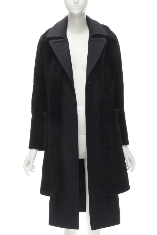 Celine Black Shearling Coat Black Fur Very good - Inside View