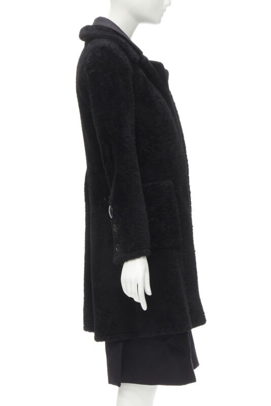 Celine Black Shearling Coat - Side view