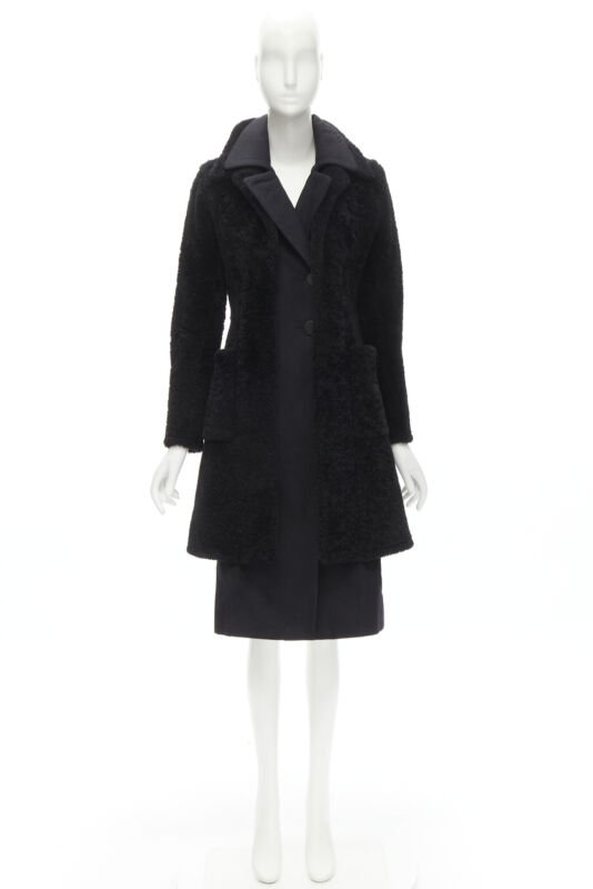 Celine Black Shearling Coat - Image 13