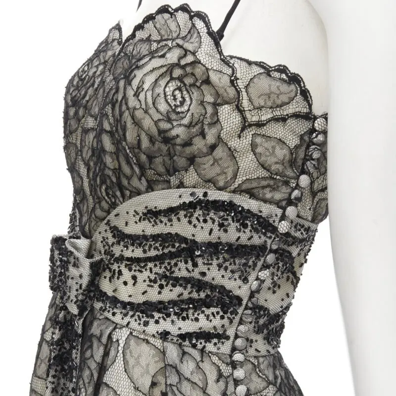 Dior Bead Bow Dress Ecru Cotton Very good - Back View