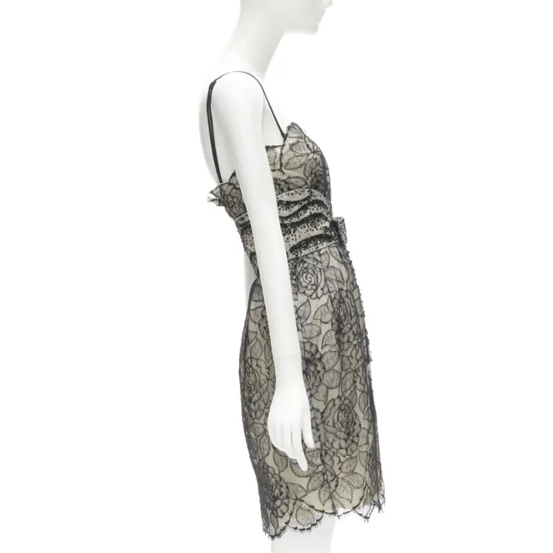 Dior Bead Bow Dress Ecru Cotton Very good - Model View