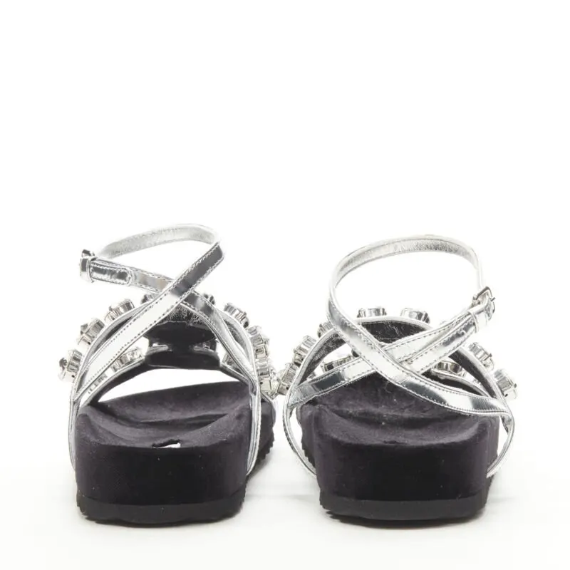 Miu Miu Rhinestone Sandals Silver Leather Never worn - Box View