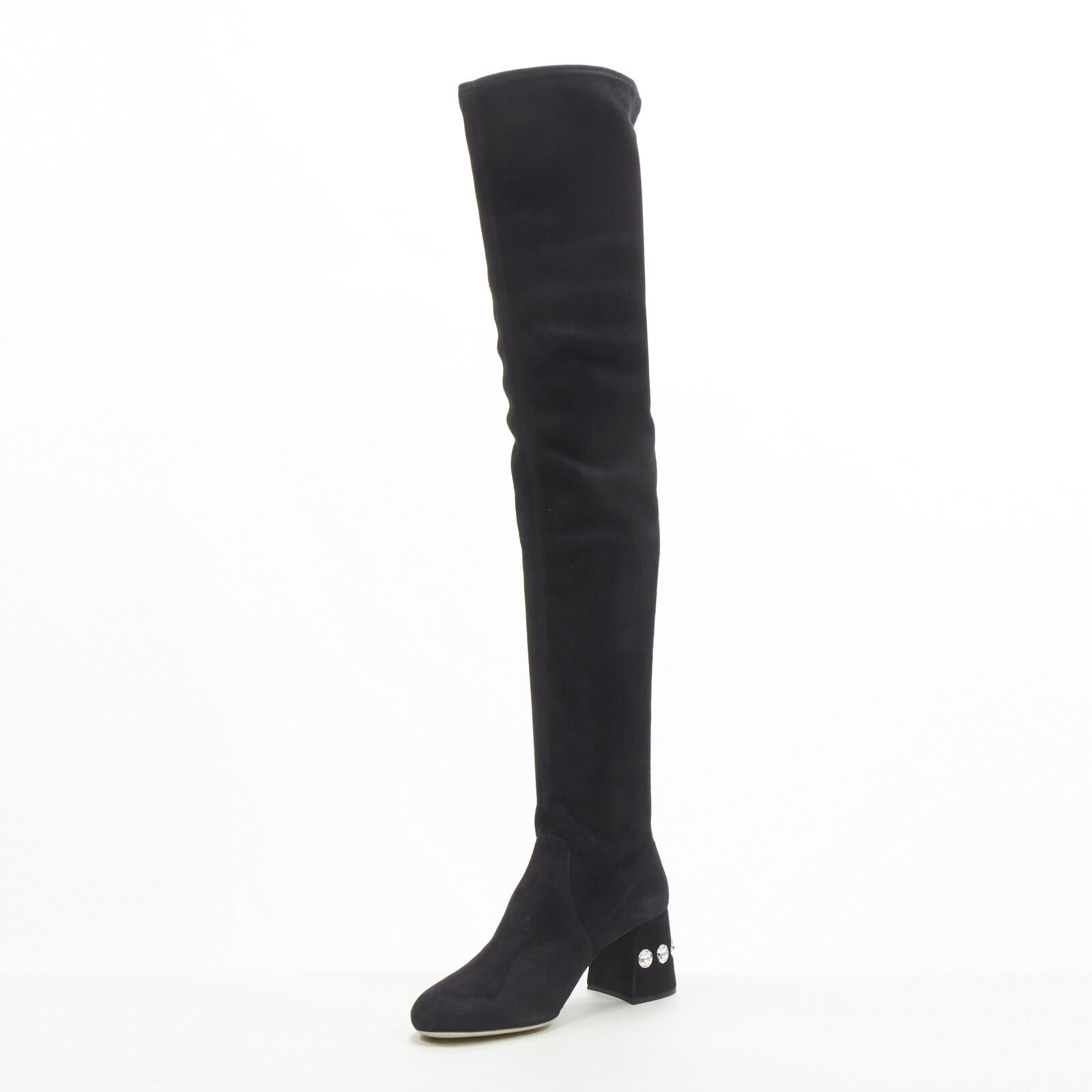 Miu Miu Suede Over Knee Boots - Side view