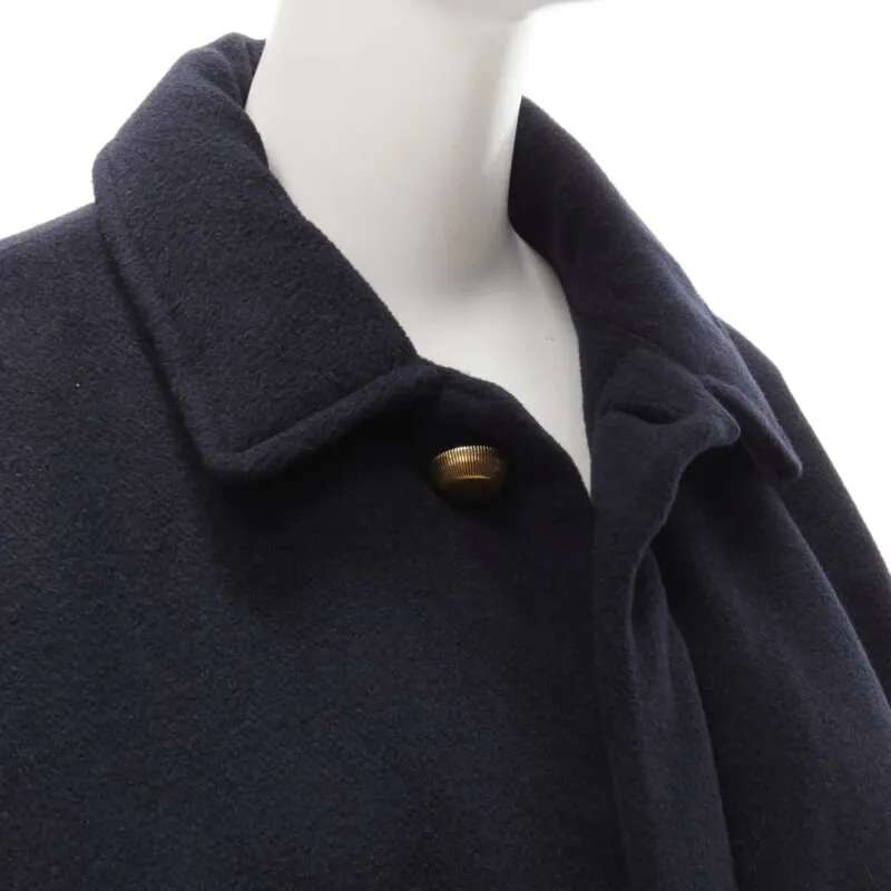 Balenciaga Navy Cocoon Coat Navy Polyester Never worn, with tag - Back View